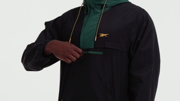 Black Lightweight Woven Anorak Jacket