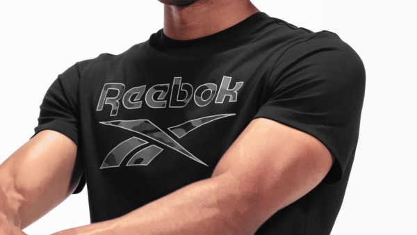 Czerń Koszulka z dużym logo Reebok Identity QD328