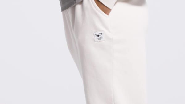Bialy Spodnie dresowe z materiału frotte z małym logo Reebok Classics Natural Dye TL003