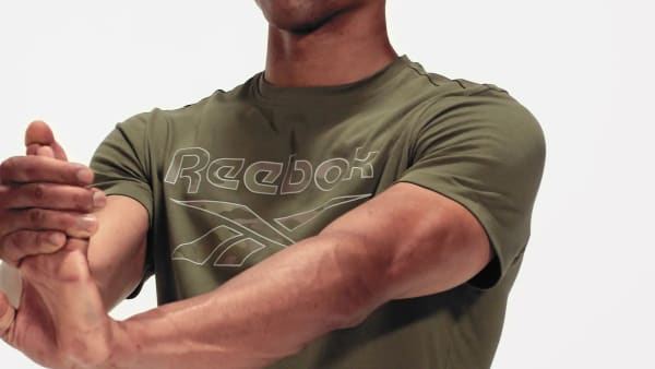 Zielony Koszulka z dużym logo Reebok Identity QD328